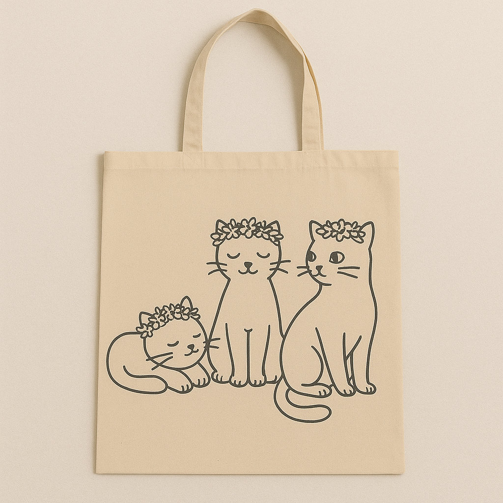 Tribu felina: amor, flores y solidaridad en tu tote bag
